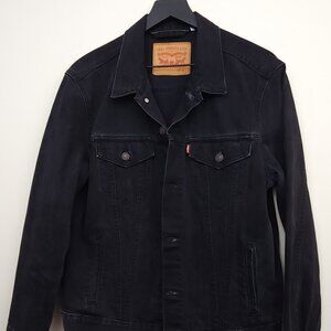 Levi's 100% Cotton Black Denim Trucker Jacket Slim Fit